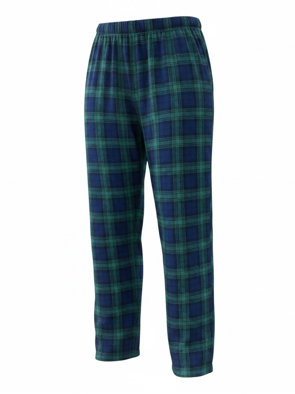 Women’s 4X Blue, Black, and Green Plaid Fleece Cozy PJ Pants